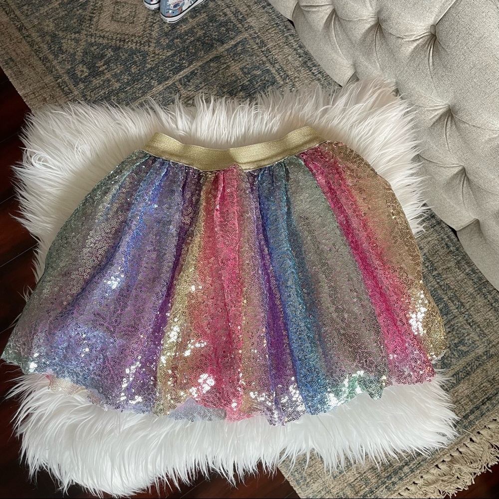 Girls Sequins Rainbow Tutu Skirt Size 6 Mutli colored